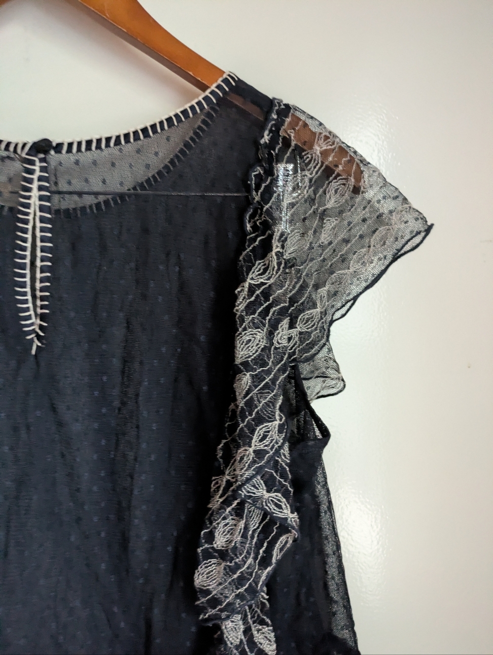 Anthropologie Meadow Rue Lace Polka Dot Sheer Blouse XL - Picture 16 of 16